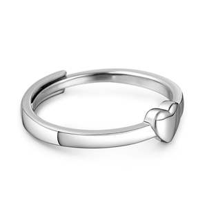 Jeulia Vows of Love Heart Design Bezel Set วงแหวนเงินสเตอร์ลิงแบบปรับได้สำหรับผู้หญิง - Product Image 2