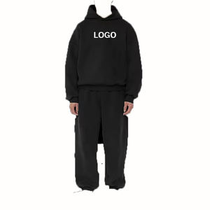 Survêtement 100% coton à logo personnalisé pour hommes, sweat à capuche surdimensionné et jogging, ensemble de 2 pièces pour la salle de sport, ensemble de survêtements de sport vierges pour l'hiver - Product Image 4