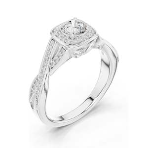 Bague de fiançailles halo avec diamant de laboratoire rond taille brillant de 0,78 carat, clarté VVS-VS EF, or 18 carats, 14 carats, 10 carats et argent 925, rose - Product Image 4