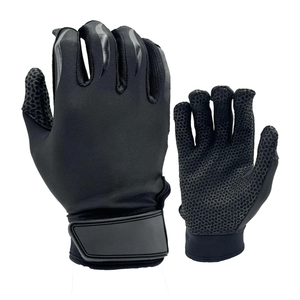 Diseño personalizado Puño corto Guantes de bateo de béisbol Cuero genuino Color negro profesional - Product Image 1