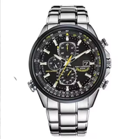 Montre mécanique pour homme de haute qualité en acier inoxydable, verre saphir, bracelet en cuir 22 mm, aiguilles lumineuses, fermoir papillon