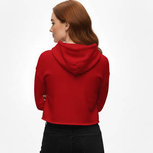 Hoodie court pour femme inspiré du streetwear, fabrication OEM personnalisée, tissu molletonné 100% coton doux, option de logo sur le devant, pour un usage quotidien décontracté - Product Image 2