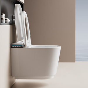 Toilette japonaise intelligente murale de luxe, mini, avec siphon en S ou en P, design moderne peu encombrant, fonction de lavage féminin, couvercle à levage automatique et siège chauffant - Product Image 3