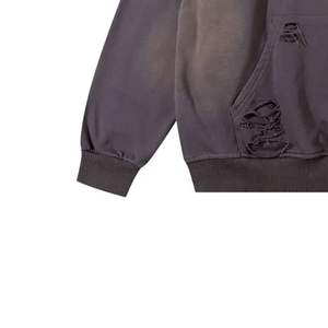 Diseño personalizado de alta calidad OEM ODM 2024 Diseño de la mejor calidad Sudadera con capucha de manga completa Hombres Sudaderas con capucha desgastadas - Product Image 6