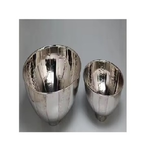 Ustensiles de cuisine Fer Métal Grand Bol de Service Rond avec Design Martelé Argent pour Bol à Salade - Product Image 2