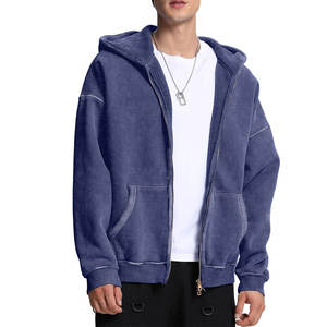 Sudadera con Capucha y Cremallera para Hombre, Estilo Vintage, Lavado Ácido, Talla Grande, Algodón Grueso, Fabricación Personalizada, Proveedor OEM ODM, MOQ Bajo, 2026 - Product Image 2