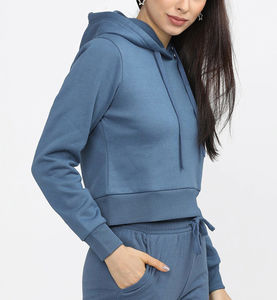 Stylish 100% Cotton Fall/Winter <b>Hoodie</b> <b>with</b> Stand Collar Zip Front <b>Thumb</b> <b>Hole</b> Pockets Featuring Logo - Product Image 3