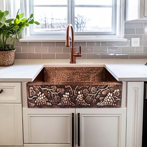Évier de cuisine en cuivre de qualité supérieure, design moderne, patine martelée, texture artistique, construction durable, artisanat personnalisable - Product Image 5