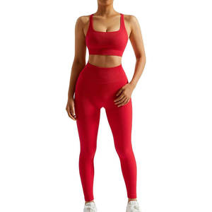 Derniers modèles de vêtements de yoga à dos ouvert pour adultes Ensembles de motifs solides légers avec fermeture à cordon Nouveau stock Meilleur style - Product Image 2