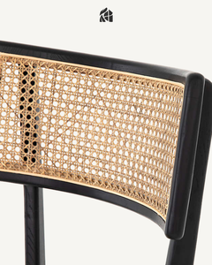 Silla de Comedor Contemporánea de Mimbre Tejido con Cojín Tapizado de Microfibra, Estructura de Madera de Teca Sólida, para Hotel, Restaurante, Cafetería, Villa, Hogar - Product Image 6