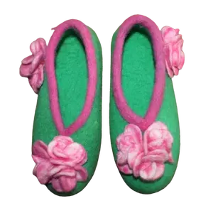 Nepal Handmade Lightweight and <b>Soft</b> Flower Design Felt <b>Shoes</b> for Women Winter Wear - Product Image 1