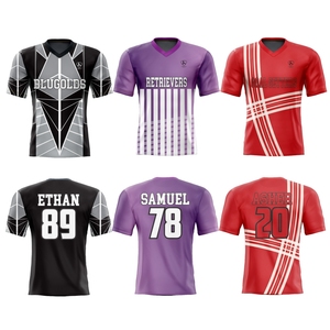 Camisetas de Fútbol Sublimadas Personalizadas para Hombre, Cuello en V, Manga Corta, Poliéster que Absorbe la Humedad, Impresión de Nombre y Número del Equipo, para Todas las Temporadas - Product Image 2