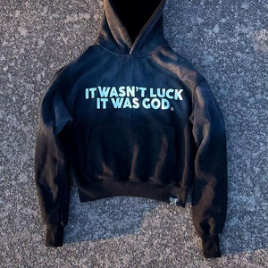 Sweat à capuche imprimé d'hiver pour hommes et femmes, coupe ample, logo frontal, doublé, écologique, service OEM - Product Image 1