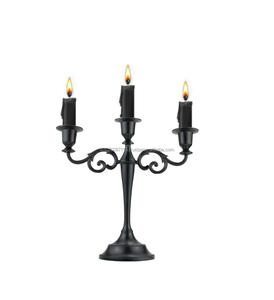 Black polished metal candelabra <b>for</b> <b>home</b> decor centerpiece and romantic dinner candlelight with classic design appeal - Product Image 6