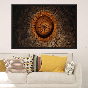 Impresión en lienzo abstracta de anillos de árbol elegantes para decoración rústica o moderna, 1P: Enmarcado en negro - Product Image 1
