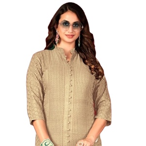 READY MADE VISCOUS RAYON SOIE AVEC ENTIÈREMENT LUCKNOWI Shiffly WORK POCKET KURTIS - Product Image 1