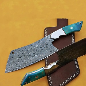 Cuchillo de Cocina JEXMOO, Hecho a Mano, de Acero de Damasco, Multifuncional, con Patrón de Gota de Lluvia, con Funda de Cuero - Product Image 4