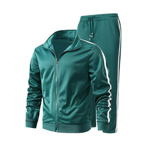 ชุดวอร์มผ้าฝ้าย100% สีเขียวของผู้ชายแบบเย็บติดคุณภาพสูงสำหรับฤดูหนาว - Product Image 3