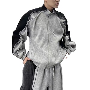 Ensemble de survêtement pour homme en deux pièces, pantalon large de haute qualité, veste à blocs de couleur, sweat-shirt lourd pour l'hiver, sweat-shirts, survêtements - Product Image 1