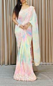 Último diseñador Faux Georgette Hand Work Sequence Work Saree de Fab Zone - Product Image 2