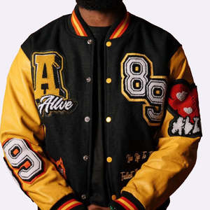Veste de baseball varsity de qualité supérieure, sur mesure, respirante, coupe-vent, imperméable, avec manches en laine sur le devant - Product Image 2