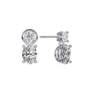 Pendientes de Oro Blanco de 9K con Diamantes Blancos Cultivados en Laboratorio, Corte Ovalado, Claridad VS1, Certificados por IGI, Diseño Hip Hop, para Mujer, Estilo Indio - Product Image 2