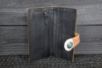 Dompet wanita kulit terkenal tren Lone Steer tengkorak ritsleting di depan saku garis ritsleting Makeup tempat kunci uang tunai dompet item