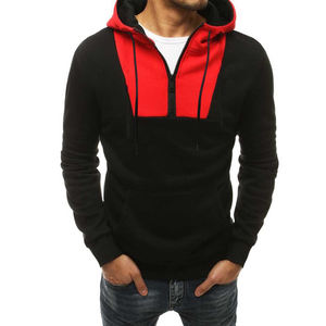 Sudadera con capucha de bloque de media cremallera de alta calidad en diferentes estilos Suministro directo de fábrica Sudadera con capucha de bloque de media cremallera de color sólido para hombres - Product Image 1