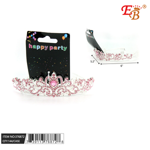 5.2อัลลอย \ "x 6 \" มงกุฎสีชมพูพร้อมเพชร144ชิ้น/CS rhinestone ราชินีมงกุฎเครื่องประดับผมเครื่องประดับ tiaras - Product Image 1