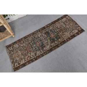 Alfombra de lana de área grande Vintage 1,6X4,3 pies marrón Beige patrón geométrico abstracto rectángulo Patchwork diseño látex para uso en pasillo - Product Image 2