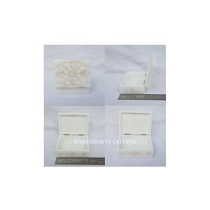 Fabricante indio de caja de almacenamiento de joyería de nácar de mármol blanco natural de precio de superventas con caja de joyería de cantidad a granel - Product Image 1