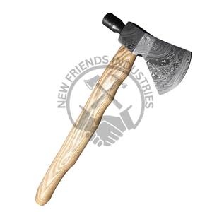 Hacha Tomahawk de Acero de Damasco Hecha a Mano para Camping con Mango de Madera de Fresno y Funda, Hacha de Batalla Forjada de Alta Calidad para Uso en Exteriores - Product Image 2