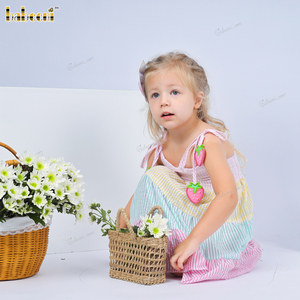 ชุดเดรสเด็กผู้หญิงลำลอง แต่งระบาย จับสม็อค ลายทาง ทรงเอ คอวี สีสันสดใส ผ้าซีร์ซัคเกอร์ 100% ผ้าฝ้าย เป็นมิตรกับสิ่งแวดล้อม OEKO-TEX - Product Image 2