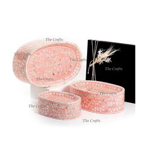 Admirable diseño Riser de madera y madreperla Riser Diferentes tamaños Forma ovalada Juego de tres soportes para pasteles - Product Image 1