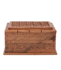 Joyero rectangular de madera de nogal con motivo floral tallado en la parte superior-caja de almacenamiento de madera hecha a mano de 6x4 pulgadas para mujer - Product Image 6