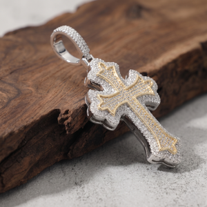 Iced Out <b>Cross</b> Pendant Two Tone Hip Hop Jewelry Moissanite Diamond <b>Cross</b> Necklace Wholesale Custom Manufacturer - Product Image 6