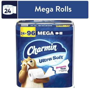 Charmin Ultra Soft <b>Toilet</b> Paper <b>24</b> Mega <b>Rolls</b>, 224 Sheets Per <b>Roll</b> - Product Image 3