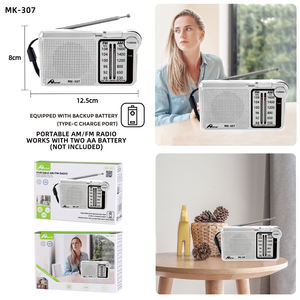 Digitalome MK-307 Portable Mini Pocket <b>Radio</b> Multi-Band AM FM Adjustable Frequencies Display 2AA Battery <b>Clock</b> Popular Mini - Product Image 2