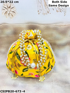 Indian Handmade Fabric Potli Clutch Embroidered Stylish Return Gifts for Weddings and Celebrations! - Product Image 4