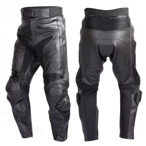 Color negro liso de buena calidad para hombre, pantalones de cuero de PU de imitación, pantalones de motocicleta de Venta caliente personalizados para niños - Product Image 1