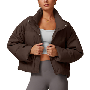 Dikson Deportes Venta al por mayor Chaquetas de invierno de las mujeres Recortada Zip Bomber Puffer Abrigos con cuello con capucha Ropa de mujer corta - Product Image 3