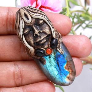 Pendentif unisexe en argent 925 Labradorite Style classique pour mariages pour l'hindouisme - Product Image 2