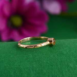 Minimalist Brass <b>Citrine</b> <b>Ring</b> 18k Gold Plated Vintage Wholesale <b>Ring</b> For Women - Product Image 2
