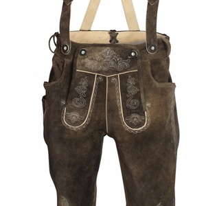 Lederhosen bavaroises authentiques pour hommes, marron, longues, effet vieilli, avec braguette boutonnée, haute qualité, Kneibund, été - Product Image 2