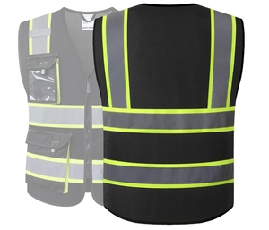 Chaleco DE SEGURIDAD reflectante de alta visibilidad, bolsillos de tela transpirable suaves y cómodos, cierre de cremallera, logotipo personalizable al por mayor - Product Image 2