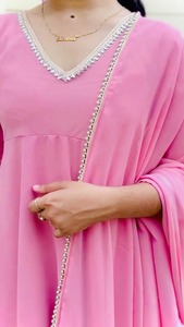 Hermoso Vestido Anarkali de Diseñador Indio Pakistaní, Tela Georgette, Adorno de Espejo, para Fiesta, Boda, Casual, Tradicional, Ropa de Mujer - Product Image 3