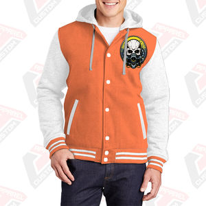 Chaqueta Varsity cálida y elegante para hombre con capucha 100% algodón polar bordado Technics Digital impreso liso teñido para invierno - Product Image 4