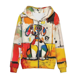 Sudadera con Capucha de Secado Rápido para Mujer, Diseño de Perro Abstracto, Mezcla Premium de Poliéster/Algodón, Cómoda, Sublimada - Product Image 1