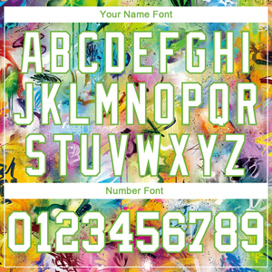 เสื้อฟุตบอลลายกราฟฟิตีระบายอากาศได้ดีเสื้อเจอร์ซีย์สีขาวนีออนสีเขียว3D ผ้าตาข่ายแห้งเร็วขายส่งอเมริกันฟุตบอล - Product Image 5