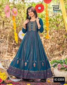 Vestidos largos de estilo étnico indio para mujer, ropa de trabajo con bordado de rayón, estilo Kurtis, lista para usar, Kurtis - Product Image 2